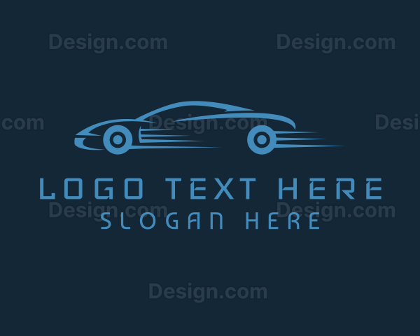 Blue Sports Car Racing Logo