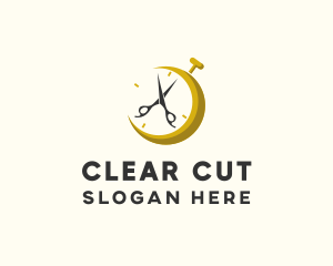 Barber Scissors Stopwatch logo design