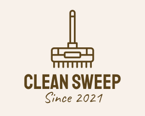 Brown Cleaning Broom  logo design