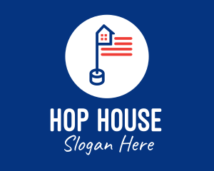 House USA Flag Pole logo design