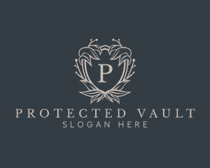 Elegant Wreath Shield logo design