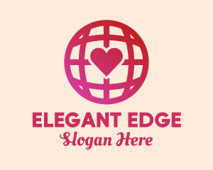 Red Heart Globe logo design