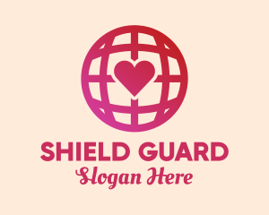 Red Heart Globe logo design