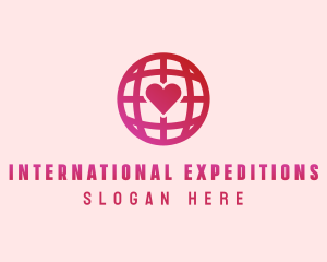 Red Heart Globe logo design