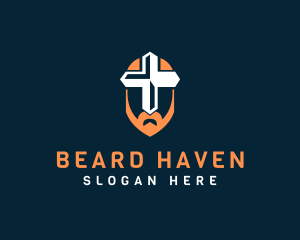 Knight Beard Cross logo design