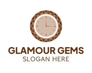 Brown Gemstone Clock logo design