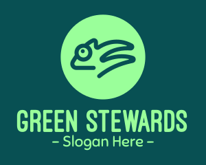 Green Chameleon Reptile logo design