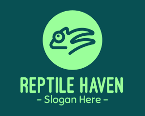 Green Chameleon Reptile logo design