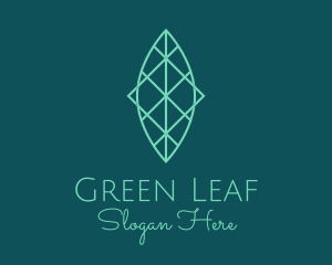 Green Symmetrical Leaf  logo design