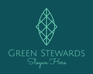 Green Symmetrical Leaf  logo design