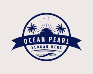 Ocean Beach Palm Tree logo design