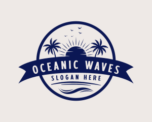 Ocean Beach Palm Tree logo design