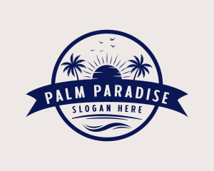 Ocean Beach Palm Tree logo design