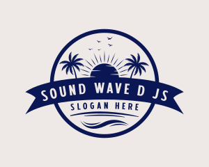 Ocean Beach Palm Tree logo design