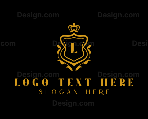 Golden Luxury Crown Shield Logo