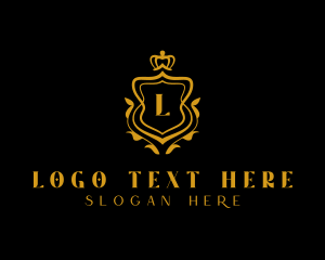 Golden Luxury Crown Shield logo