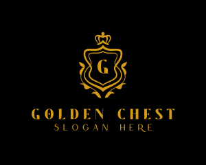 Golden Luxury Crown Shield logo design