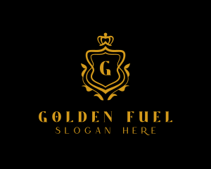 Golden Luxury Crown Shield logo design