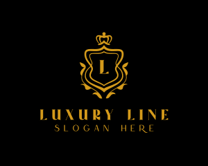 Golden Luxury Crown Shield logo design