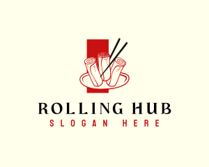 Spring Roll Cooking Delicacy logo design