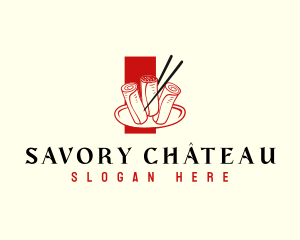 Spring Roll Cooking Delicacy logo design