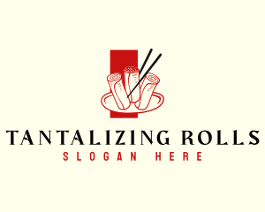 Spring Roll Cooking Delicacy logo design