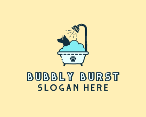 Dog Shower Bath Tub logo design