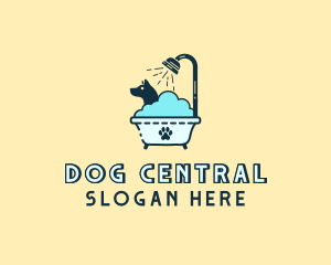 Dog Shower Bath Tub logo design