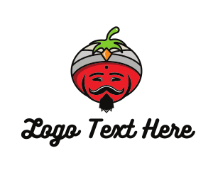 Sultan - Tomato Turban Mustache logo design