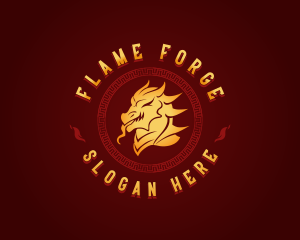 Oriental Fire Dragon logo design