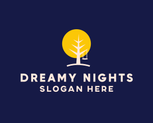 Night Forest Tree Swing logo design