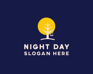 Night Forest Tree Swing logo design