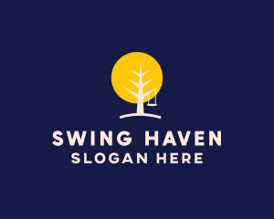 Night Forest Tree Swing logo design