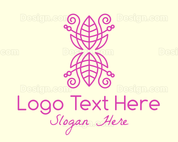 Pink Leaf Decoration Logo