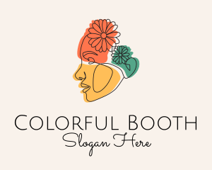 Colorful Floral Woman Profile logo design