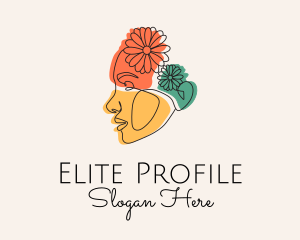 Colorful Floral Woman Profile logo design