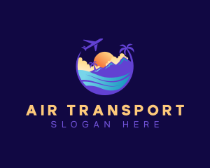 Airplane Travel Beach logo design