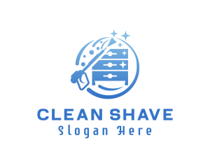 Blue Cleaning Pressure Washer logo design