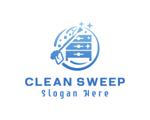 Blue Cleaning Pressure Washer logo design