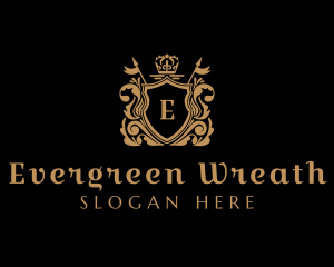 Gold Shield Wreath logo design