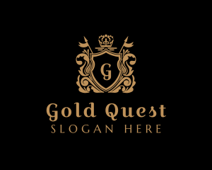 Gold Shield Wreath logo design