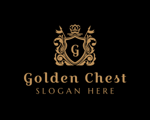 Gold Shield Wreath logo design