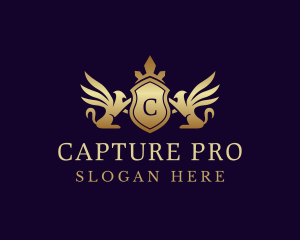 Luxury Crown Griffin Shield logo design