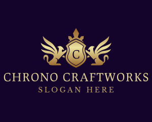 Luxury Crown Griffin Shield logo design