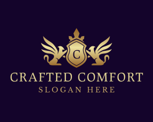 Luxury Crown Griffin Shield logo design