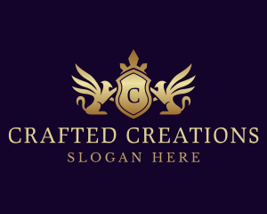 Luxury Crown Griffin Shield logo design