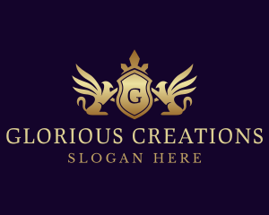 Luxury Crown Griffin Shield logo design