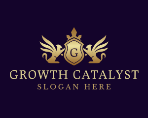 Luxury Crown Griffin Shield logo design