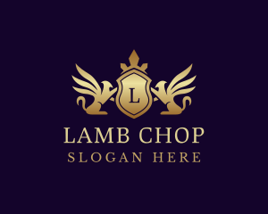 Luxury Crown Griffin Shield logo design