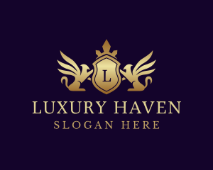 Luxury Crown Griffin Shield logo design